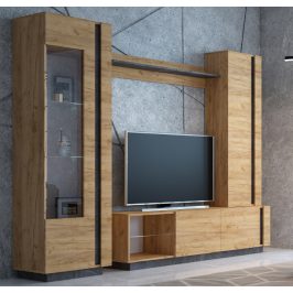 Casarredo Obývací stěna ARCHI II dub kraft zlatý/tmavý kámen