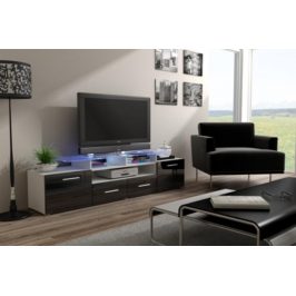 Cama Televizní stolek Evora RTV - bílá/černý lesk