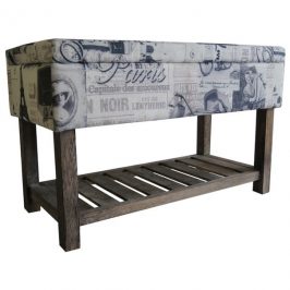 Sconto Úložný taburet PARIS 001 krémová s potiskem/hnědá