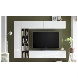 Sconto Obývací stěna NEW VISION 7 dub ribbeck/bílá vysoký lesk