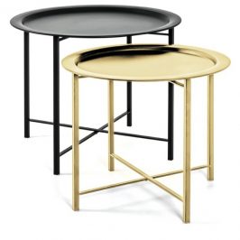 Sconto Přístavné stolky FABIOLA černá/zlatá, 2 kusy