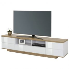 Sconto TV stolek DORIAN dub riviera/bílá lesklá