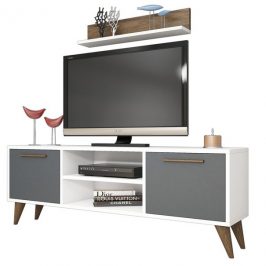 Sconto TV sestava SENFONI bílá /antracit/ořech