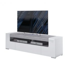Sconto TV komoda CANTERO bílá vysoký lesk/beton, šířka 190 cm