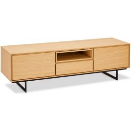 TV stolek Lure (1 zásuvka, 2x dveře, dub, černá)