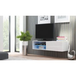 Livo - TV stolek 120 závěsný (bílá mat/bílá lesk)