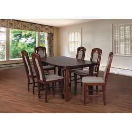 Jídelní set 18 - Stůl 160x90,6x židle (ořech střední/lawa 2)