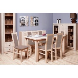 Agáta - Set 6x židle, 1x stůl + rozklad (sonoma/nubuk 26w)