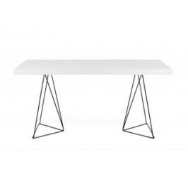 TH Stůl SOLVAS TRIANGLE 160 cm (Bílá (mat), černé nohy)